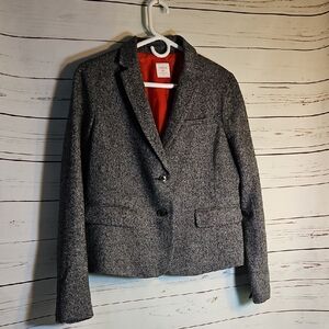 Gap Academy Blazer Herringbone Tweed Gray Jacket Career Professional, Size 10